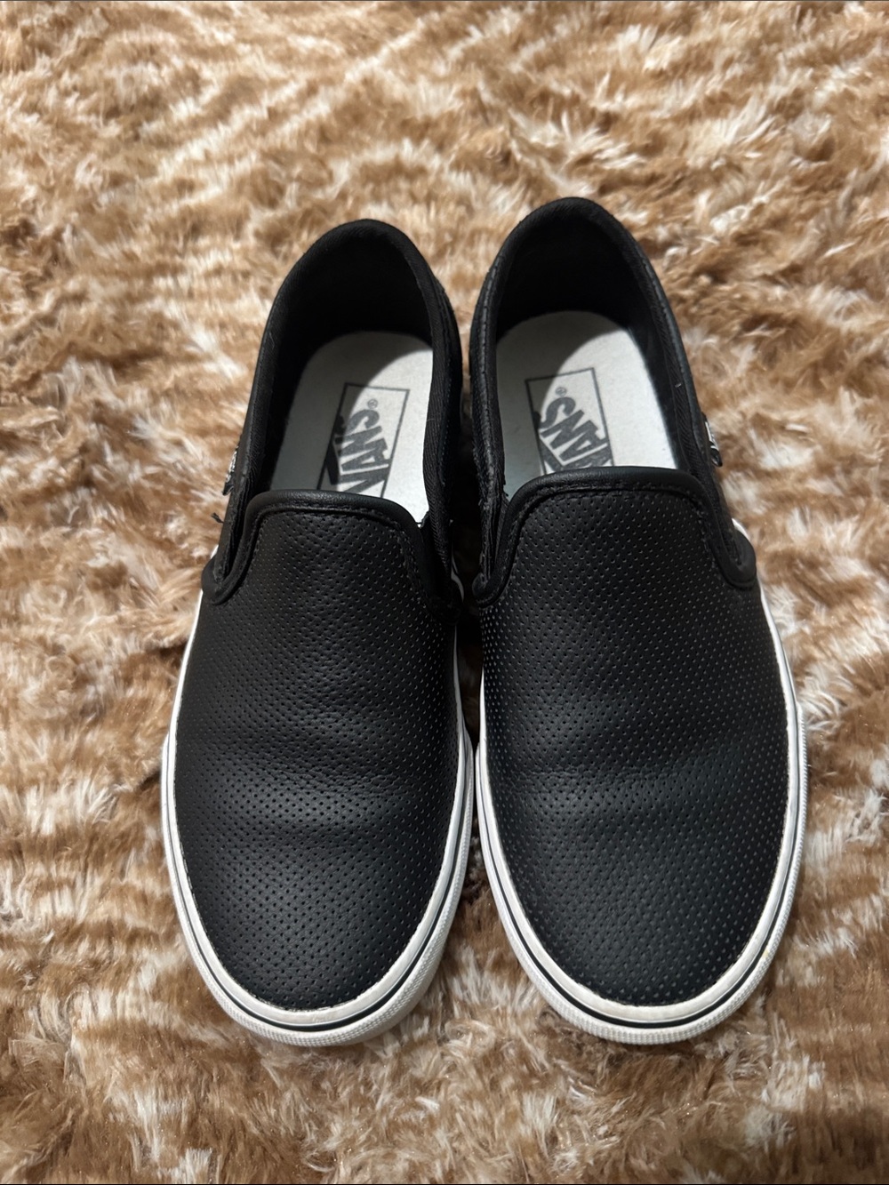 Vans Black Perforated leather Slip-On shoes - Picture 2 of 7